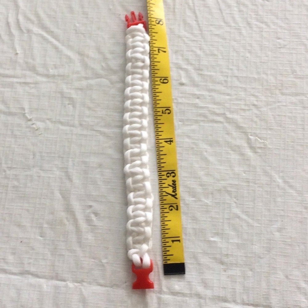White and Red Paracord Bracelet Handmade New